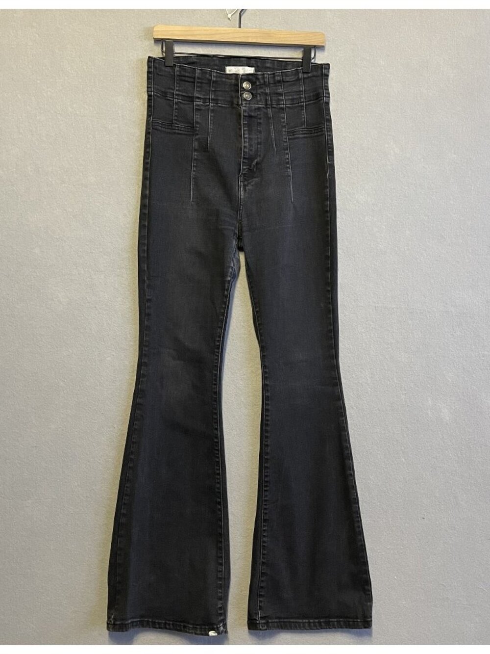 We The Free Jayde Flare Washed Black High Rise Retro Jeans 31 By Free People